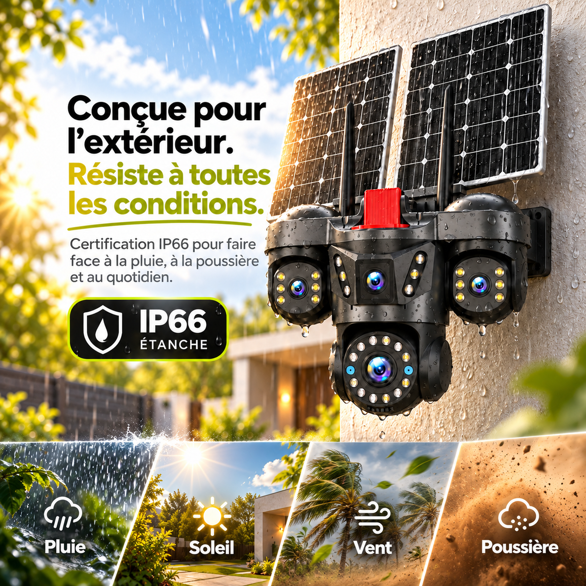 Caméra extérieure IP66 résistante aux conditions extérieures