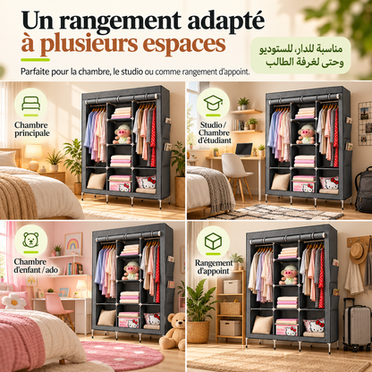 Armoire dans différentes pièces : chambre, studio et rangement complémentaire