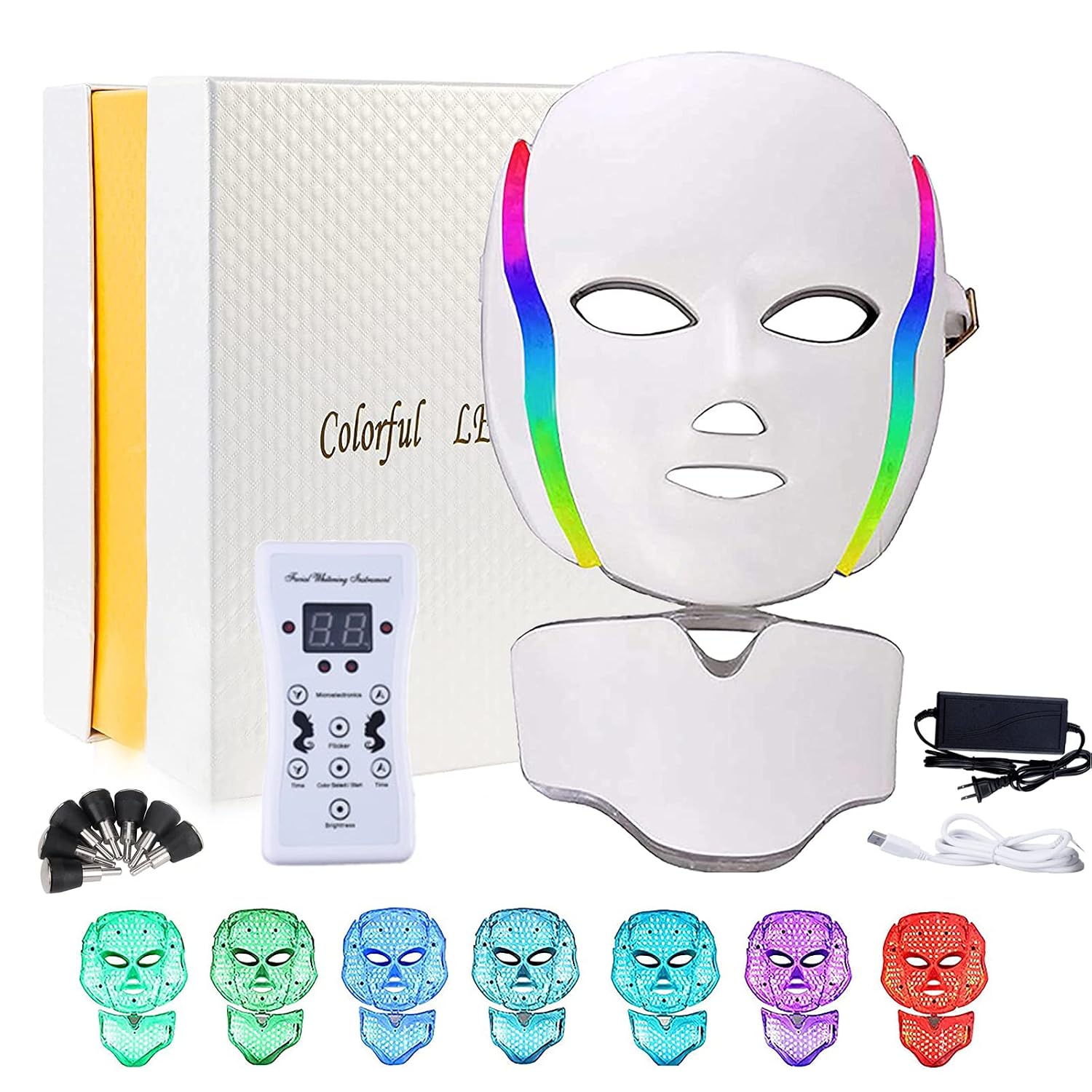 Masque LED visage 7 couleurs rechargeable